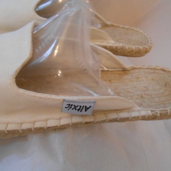 Unisex Ivory Canvas Mules Flat Slip Ons-Men's 8.5/9 Women's 11/11.5-EU 42-Altxic - Picture 4 of 7
